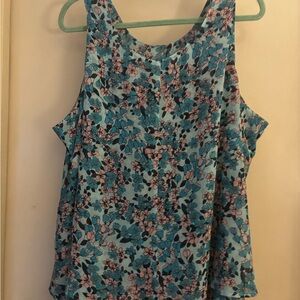 Lane Bryant Floral Tank Top - Blue and Pink